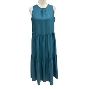 Eileen Fisher SZ XS River Washed Silk Tiered Midi Dress Sleeveless NEW $350
